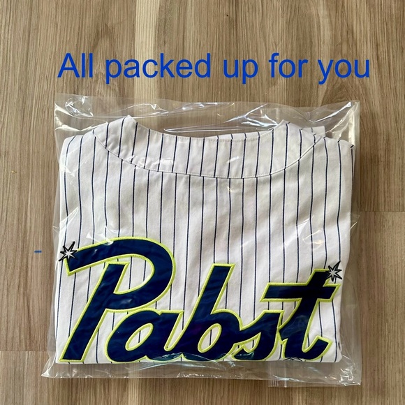 HUF Pabst Baseball Jersey PBR Heavy Twill Pinstripe Embroidered Large - Picture 10 of 13